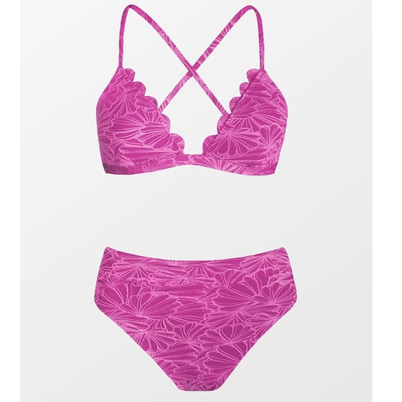 CUPSHE Medium Bikini Set High Waisted Scalloped V Neck - Picture 5 of 6